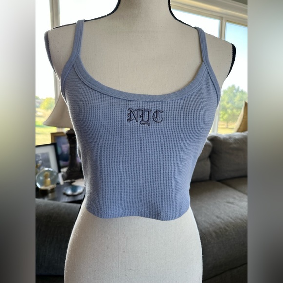 Garage Clothing Co. Women’s Junior’s Blue Thermal Cropped Tank Top Medium - Picture 1 of 6
